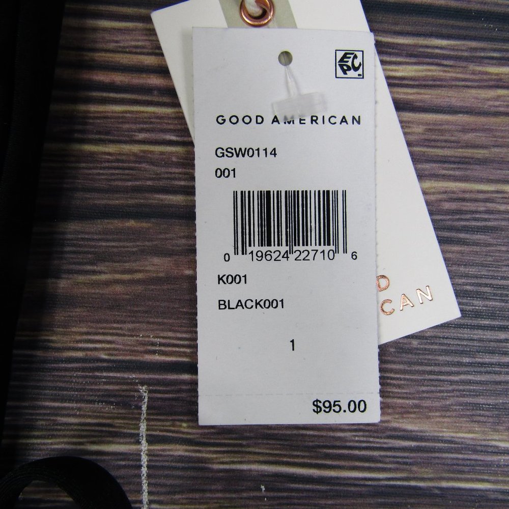 Good American NWT NEW Small Size 1 Black Shine One-Shoulder One-Piece Swimsuit - Picture 4 of 6